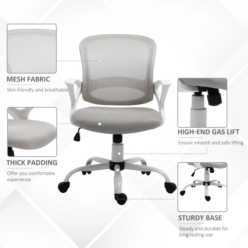 Grey Mesh Office Chair with Lumbar Support & Adjustable Height