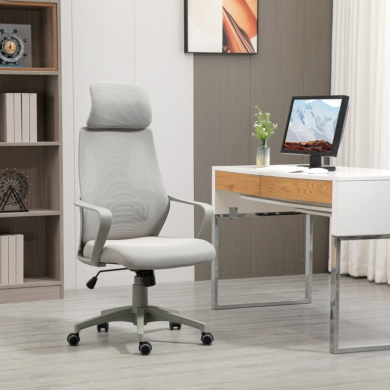 Grey Ergonomic Mesh Office Chair with Lumbar Support & Headrest