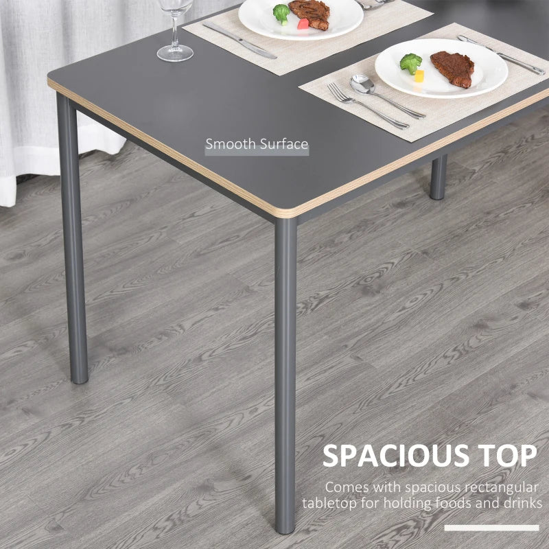 Grey Steel Frame Dining Table for 4 - 75x120x70cm, Minimalistic Style