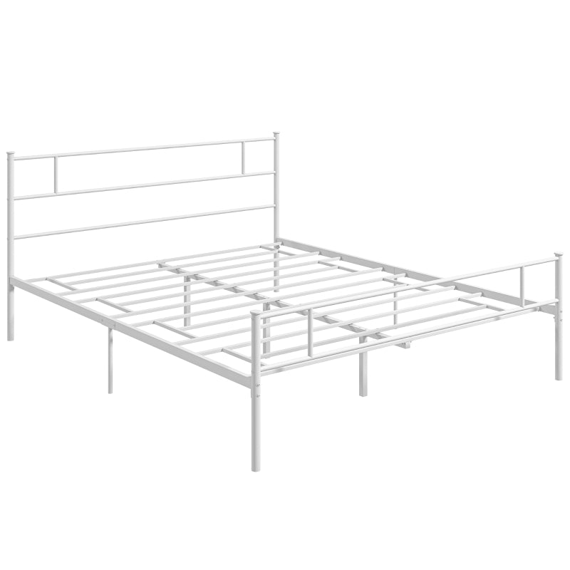 Metal King Bed Frame with Headboard, Footboard, and Storage - Black