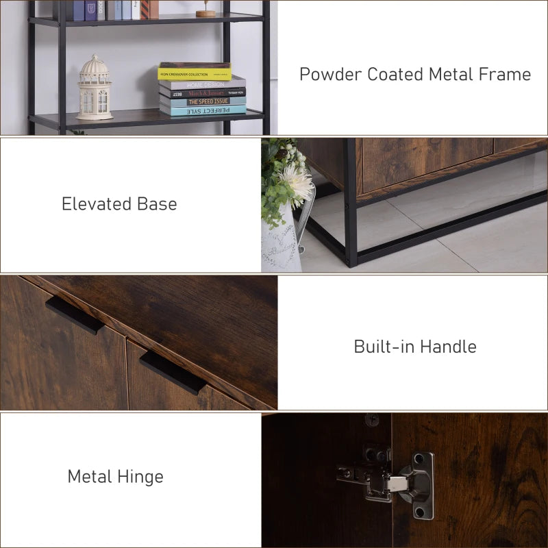 Rustic Industrial Style 3-Shelf Freestanding Storage Cabinet