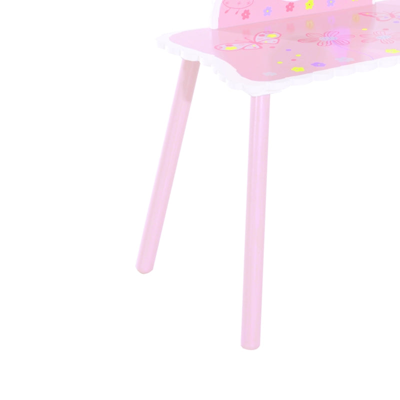 Kids Pink Wooden Dressing Table Set with Mirror & Stool