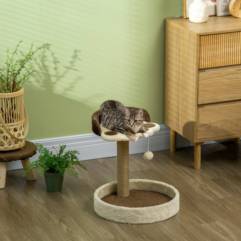 Brown Cat Tower with Sisal Scratching Post and Toy Ball