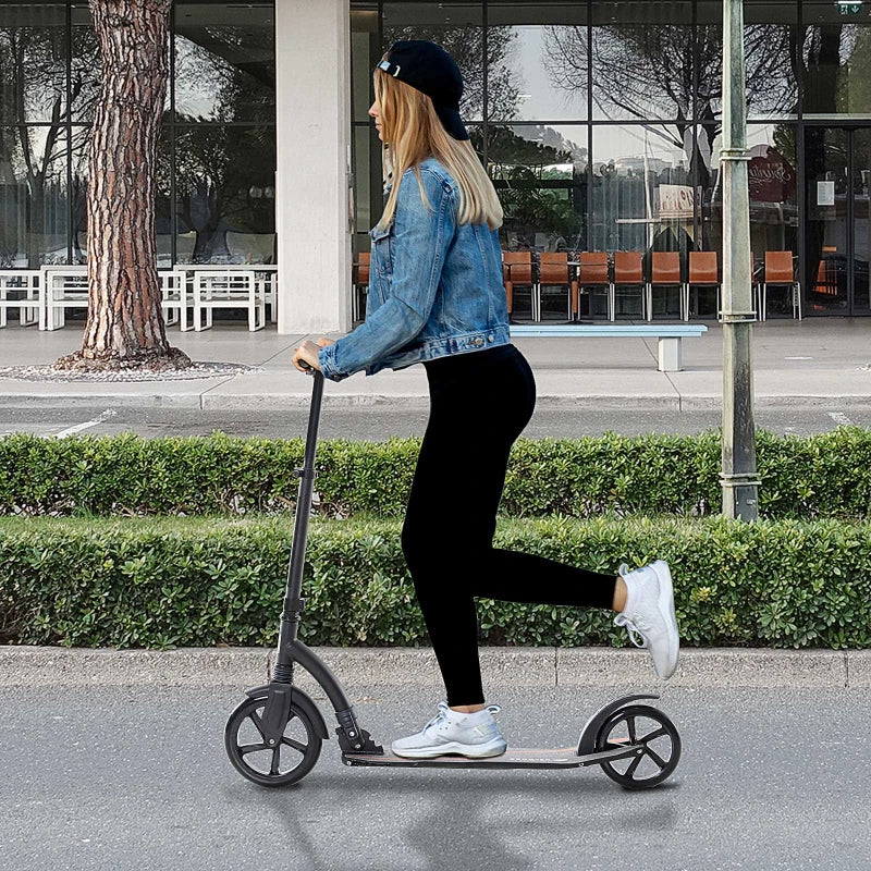 White Foldable Kick Scooter with Shock Absorption for Teens and Adults