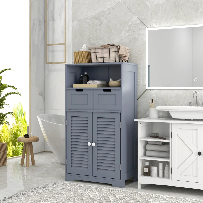 Grey Bathroom Storage Unit with Shelf, Drawers & Cupboard