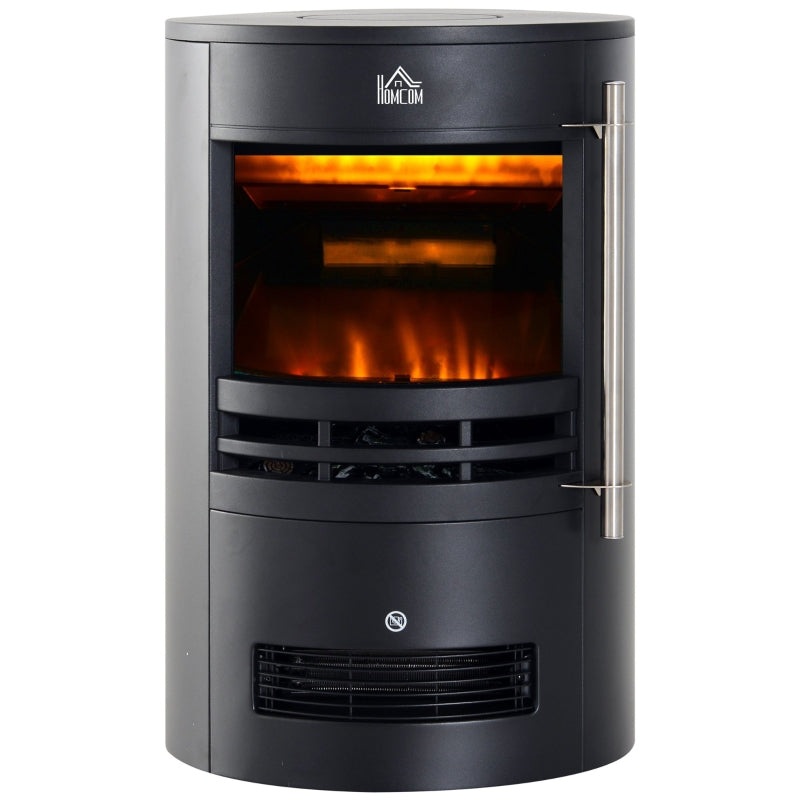 Black Freestanding Electric Fireplace with Log Burner Effect