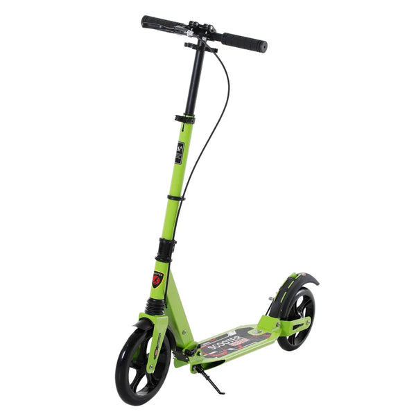 Green Aluminium Folding Kick Scooter with Shock Absorption