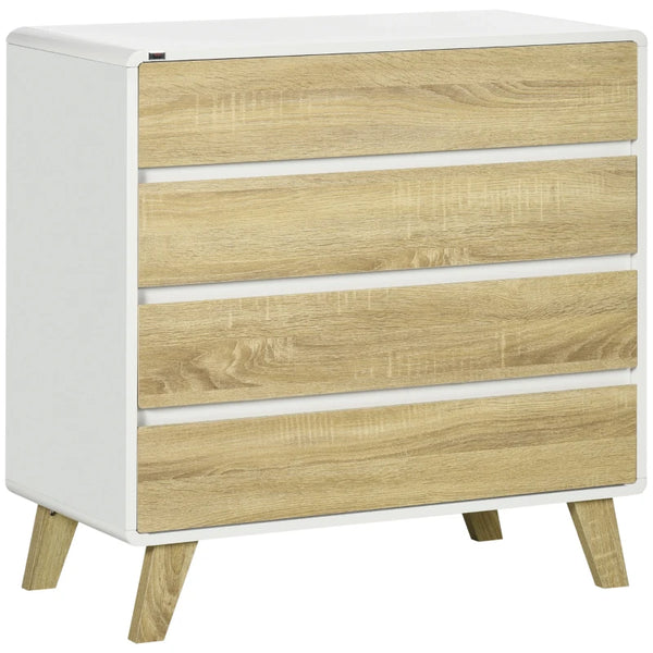 4-Drawer White and Natural Storage Chest, 80x40x79.5cm