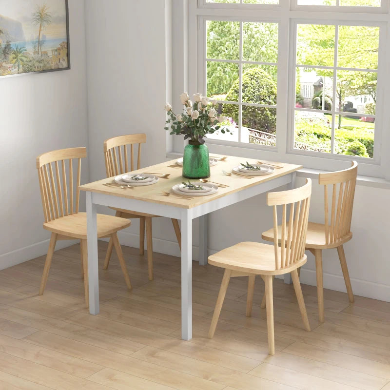 Rustic White Four-Seater Wooden Dining Table