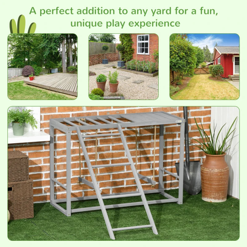 Grey Chicken Coop with Swing Set for 3-4 Chickens