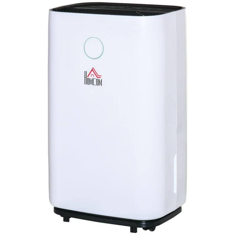 Compact 20L Home Dehumidifier - White LED Screen, Sleep Mode, 24H Timer