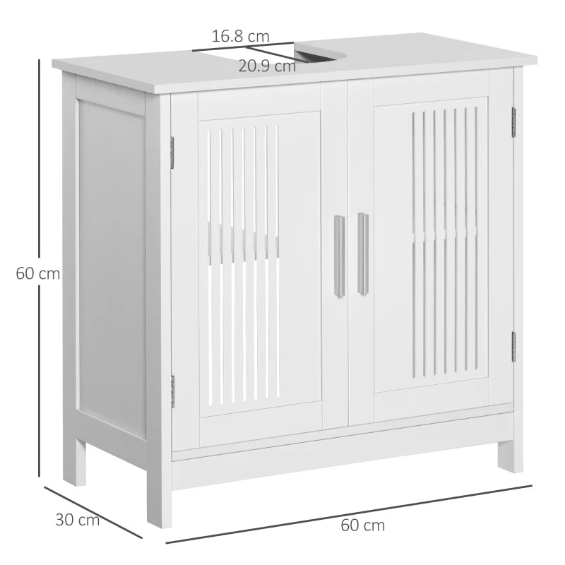 White Under Sink Bathroom Cabinet with 2 Doors