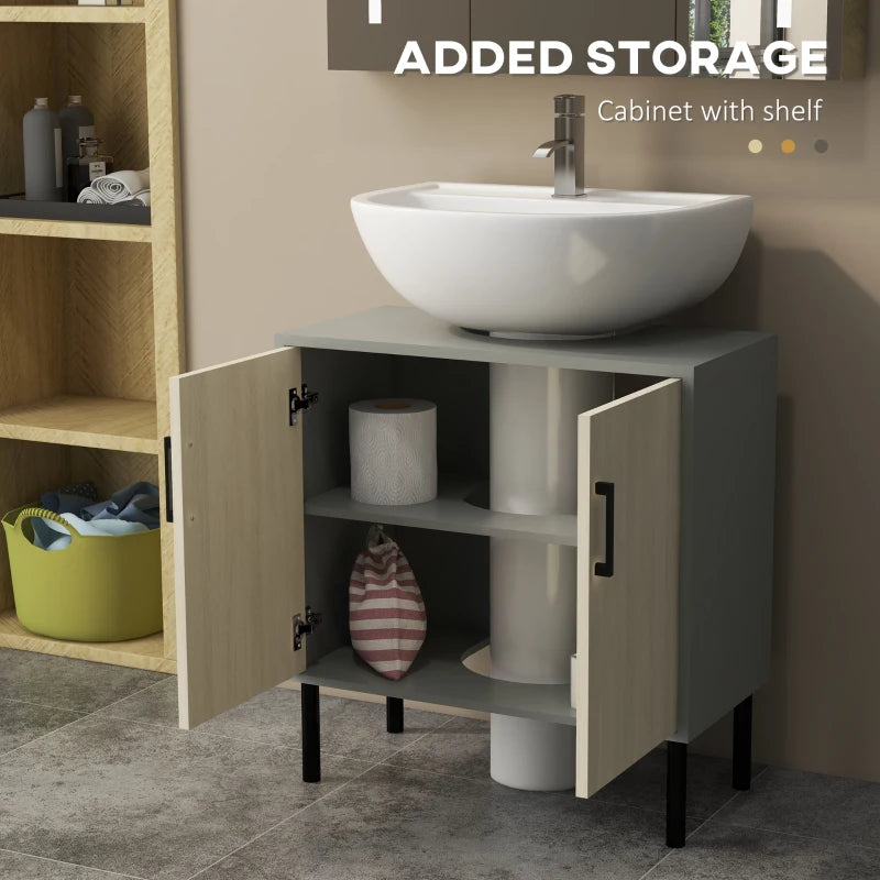 Natural Bathroom Under Sink Storage Cabinet, Double Doors, 60x30x60cm