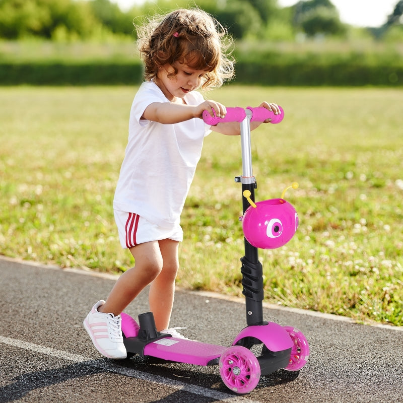 3-Wheel Pink Kids Toddler Scooter with Removable Seat