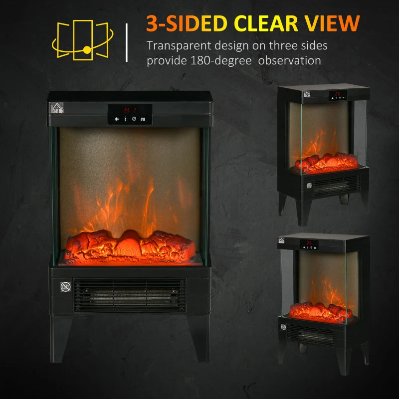 Black Freestanding Electric Fireplace Heater