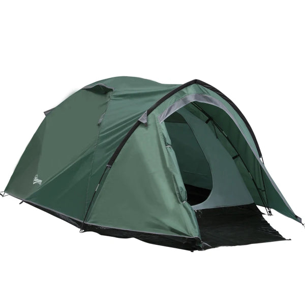 Green 3-4 Person Family Dome Tent with Large Windows - Waterproof