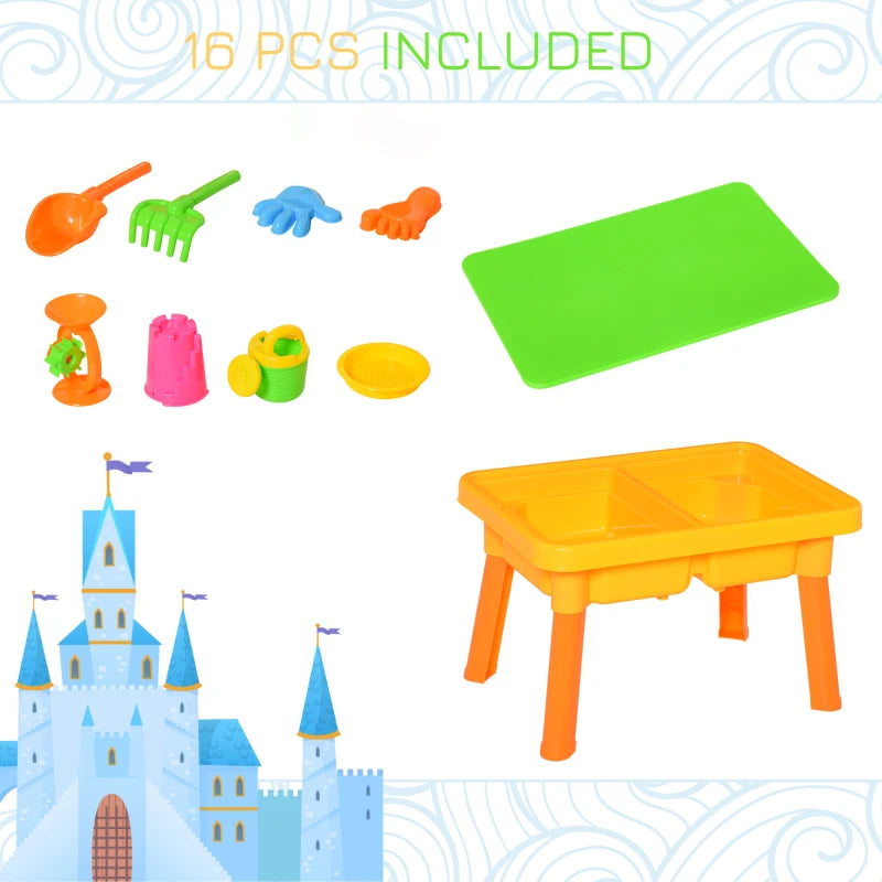 Blue Sand and Water Play Table Set with Lid and Accessories