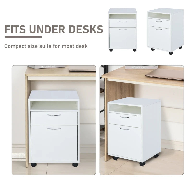 White 60cm Storage Cabinet with Drawer and Open Shelf