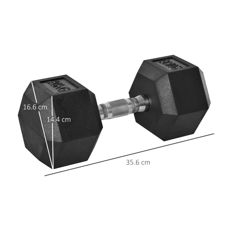 x2 20kg Rubber Hex Dumbbell Set for Home Gym Workout