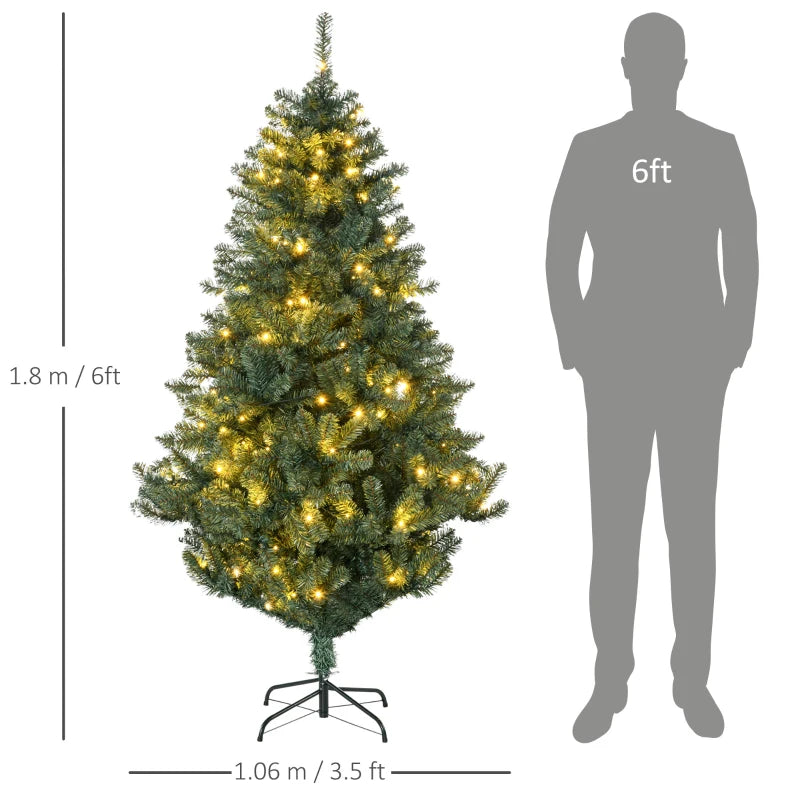 6ft Pre-lit Green Christmas Tree with Warm White LED Lights