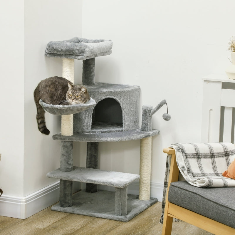 Grey 100cm Cat Tree Tower with Scratching Post