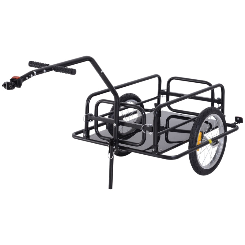 Black Bike Cargo Trailer with Hitch for Cycling and Camping