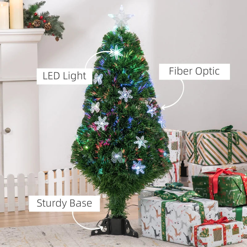 4FT Green Fiber Optic LED Christmas Tree - Holiday Home Xmas Decoration