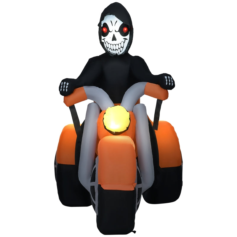 5ft Halloween Inflatable Skull Bike with LED Lights - Outdoor Decoration