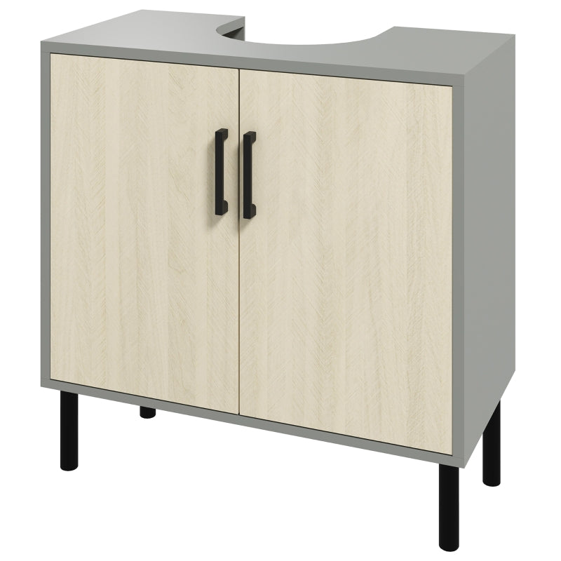 Natural Bathroom Under Sink Storage Cabinet, Double Doors, 60x30x60cm