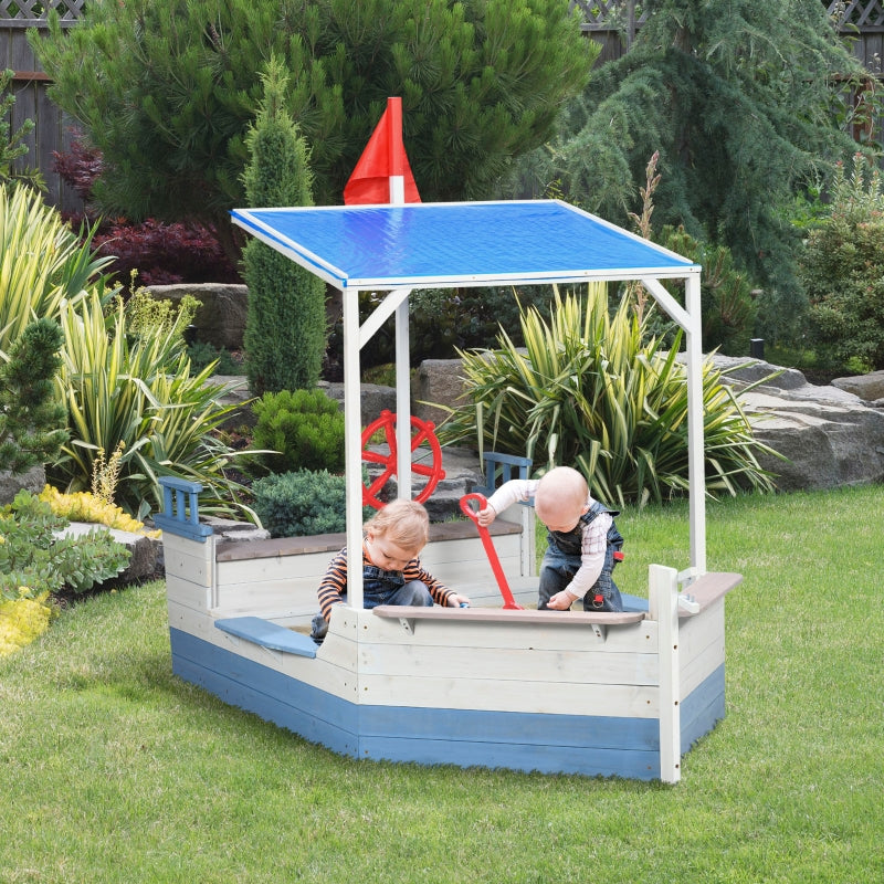 Blue Kids Sandpit with UV Canopy - Ages 3-8