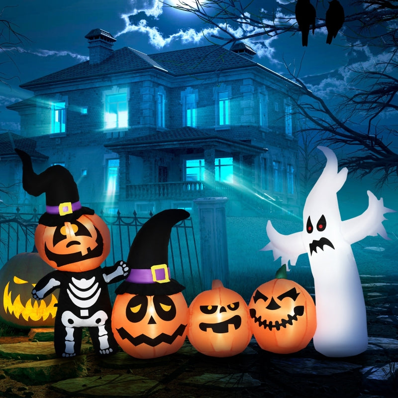 8.5ft Inflatable Halloween Ghosts & Pumpkins Display with LED Lights