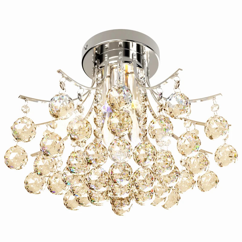 Crystal Ceiling Chandelier - Modern Silver