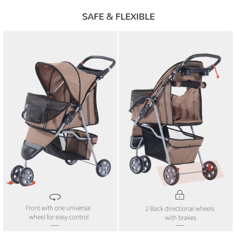 Pet Travel Stroller for Small Dogs - Coffee