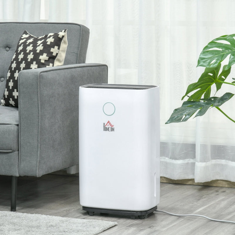 Compact Electric Dehumidifier with LED Screen - White