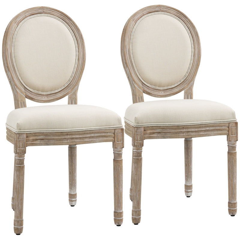 French-Inspired Wooden Dining Chairs - Cream (Set of 2)