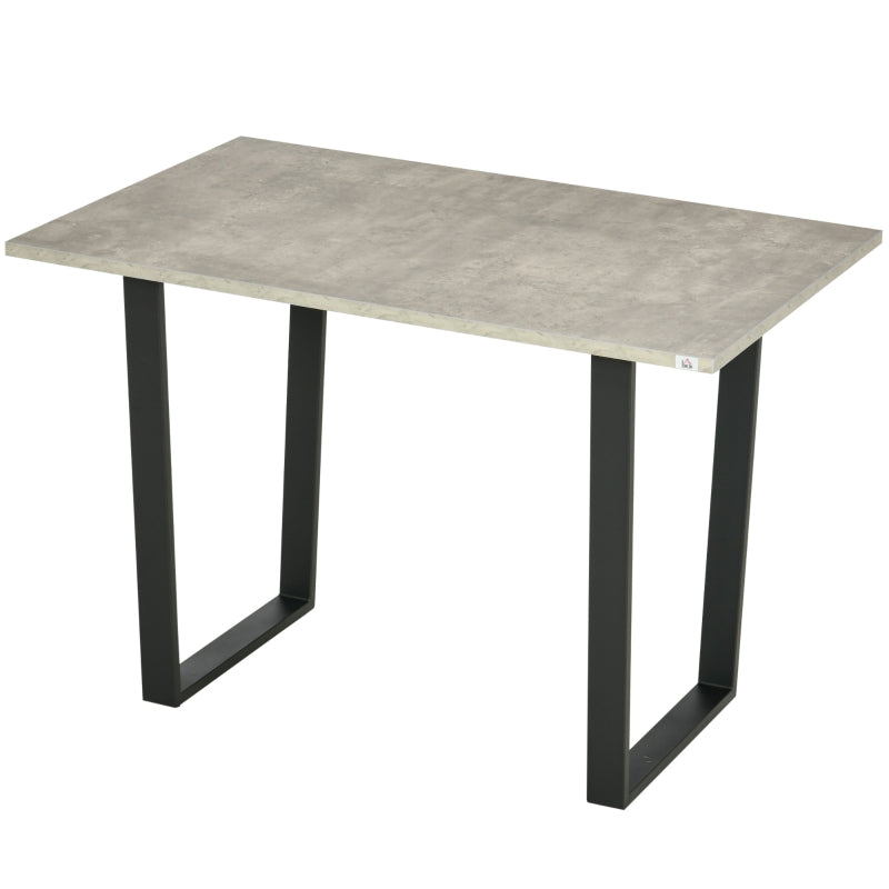 Light Grey Cement Effect Dining Table for 4, U-Shaped Metal Legs