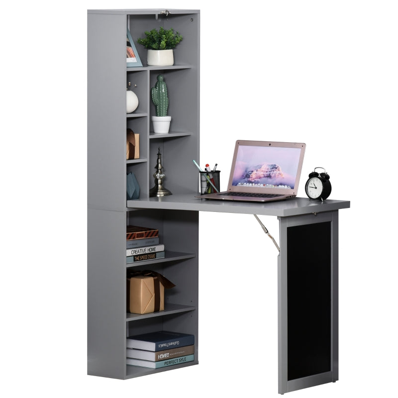 Grey Folding Desk with Blackboard - Multi-function Home Office Workstation