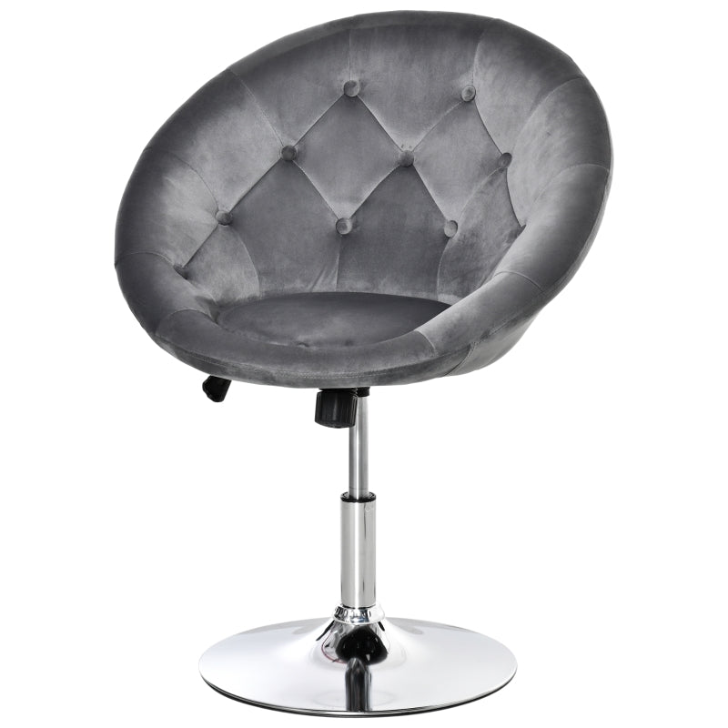 Grey Velvet Swivel Vanity Chair with Adjustable Height