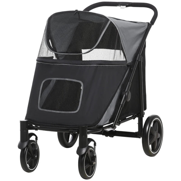 Black Foldable Pet Stroller for Medium and Large Dogs