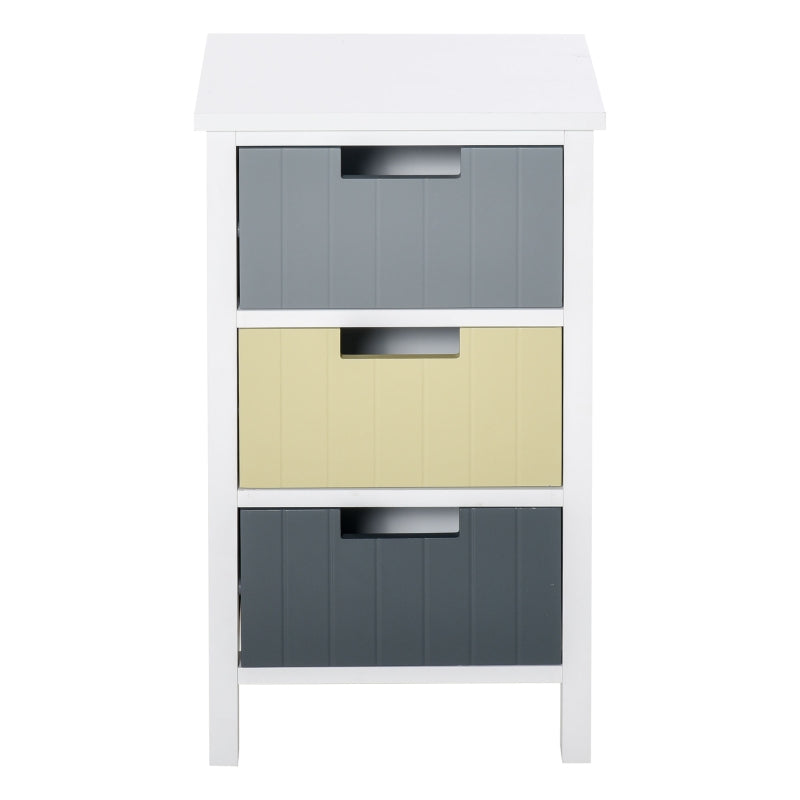 3-Drawer White Storage Side Cabinet - Home Furniture
