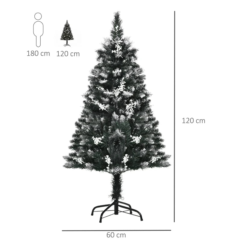 4FT Snow-Dipped Christmas Tree | White Berries & Star Topper | Indoor Xmas Decor