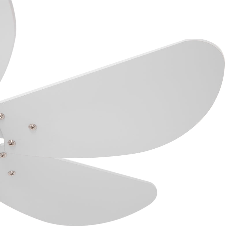 White Flush Mount Ceiling Fan with LED Light and Reversible Blades