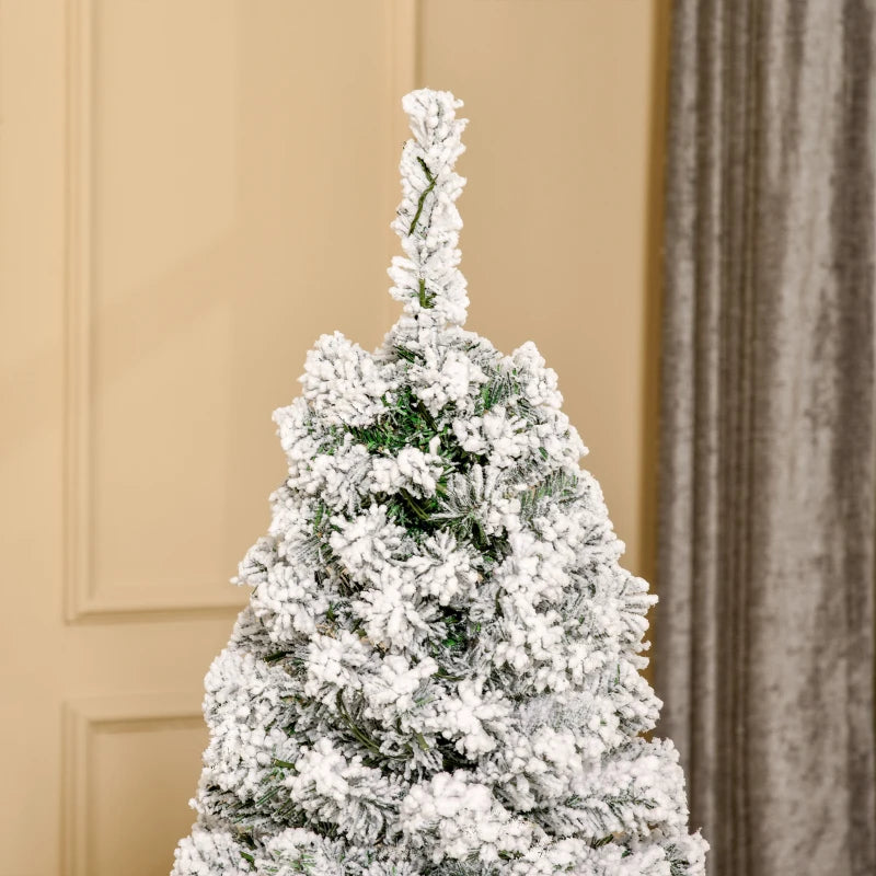 5FT Snow Flocked Christmas Tree with Warm White LED Lights, Green