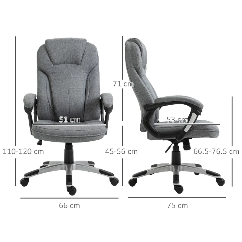 Grey Linen Office Chair with Adjustable Height and Swivel Wheels