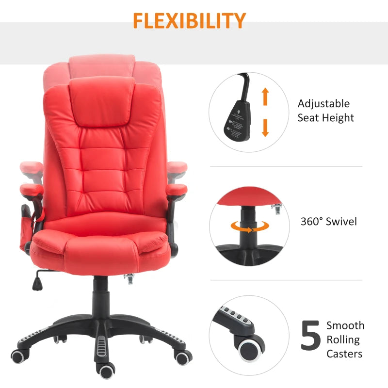 Red High Back Massage Office Chair with Heat