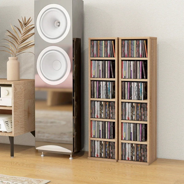 Wood-Effect CD Storage Units Set - Pack of 2 - Brown