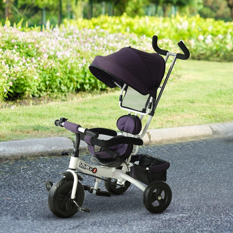 Purple Kids Sun Canopy Tricycle Stroller with Handle