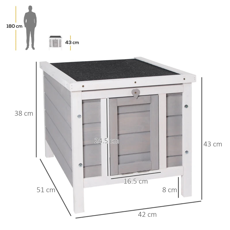 Grey Small Animal Hutch 51 x 42 x 43 cm - Outdoor Rabbit, Guinea Pig, Cat, Bunny Cage