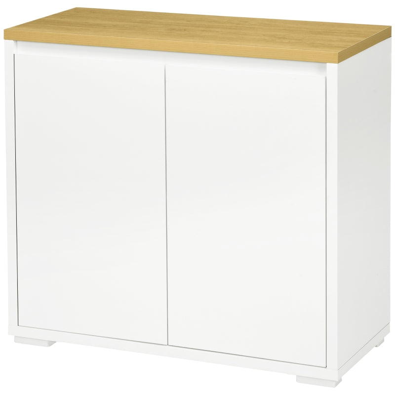 White Kitchen Storage Cabinet with Double Doors and Adjustable Shelf