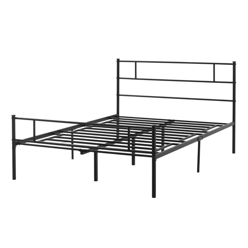 Black Metal Double Bed Frame with Storage Space
